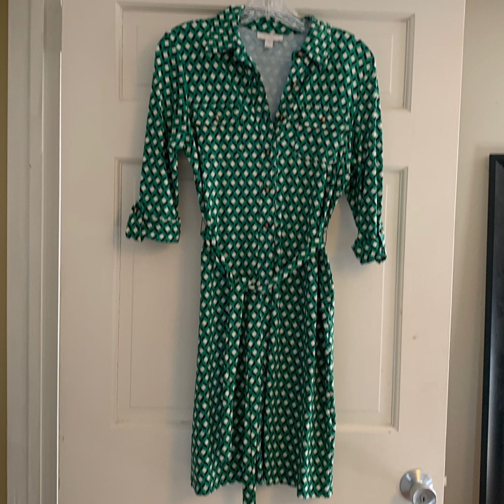 Charter club shirt dress green navy white